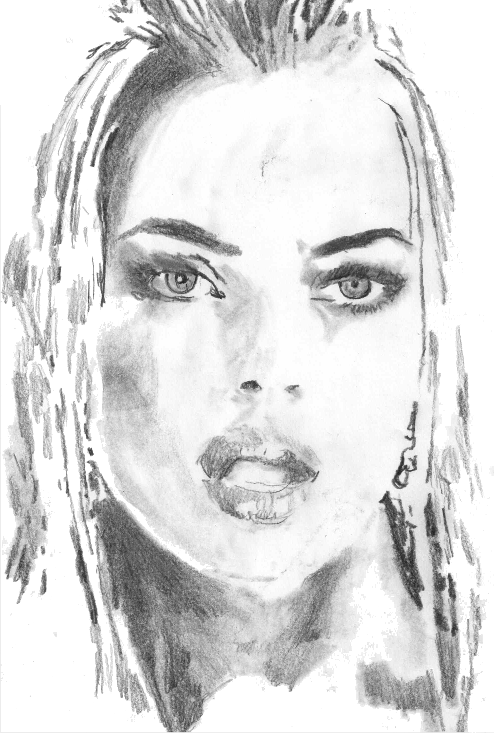 Graphite portrait study of a woman's face